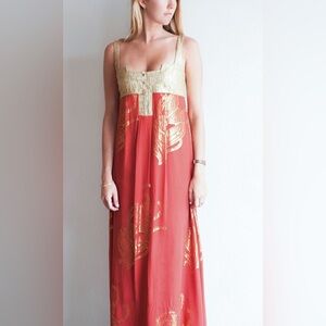 Nicole Miller Collection Orange and Gold Strapless Dress